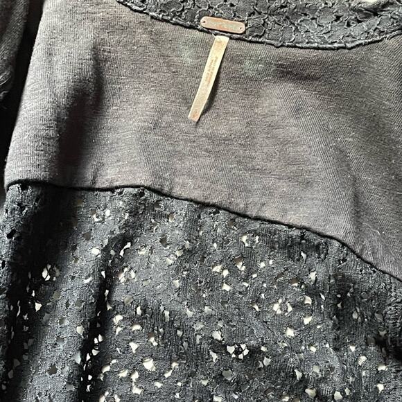 Free People Black Cotton Lace Enhanced Moto Jacket size small - Picture 10 of 12